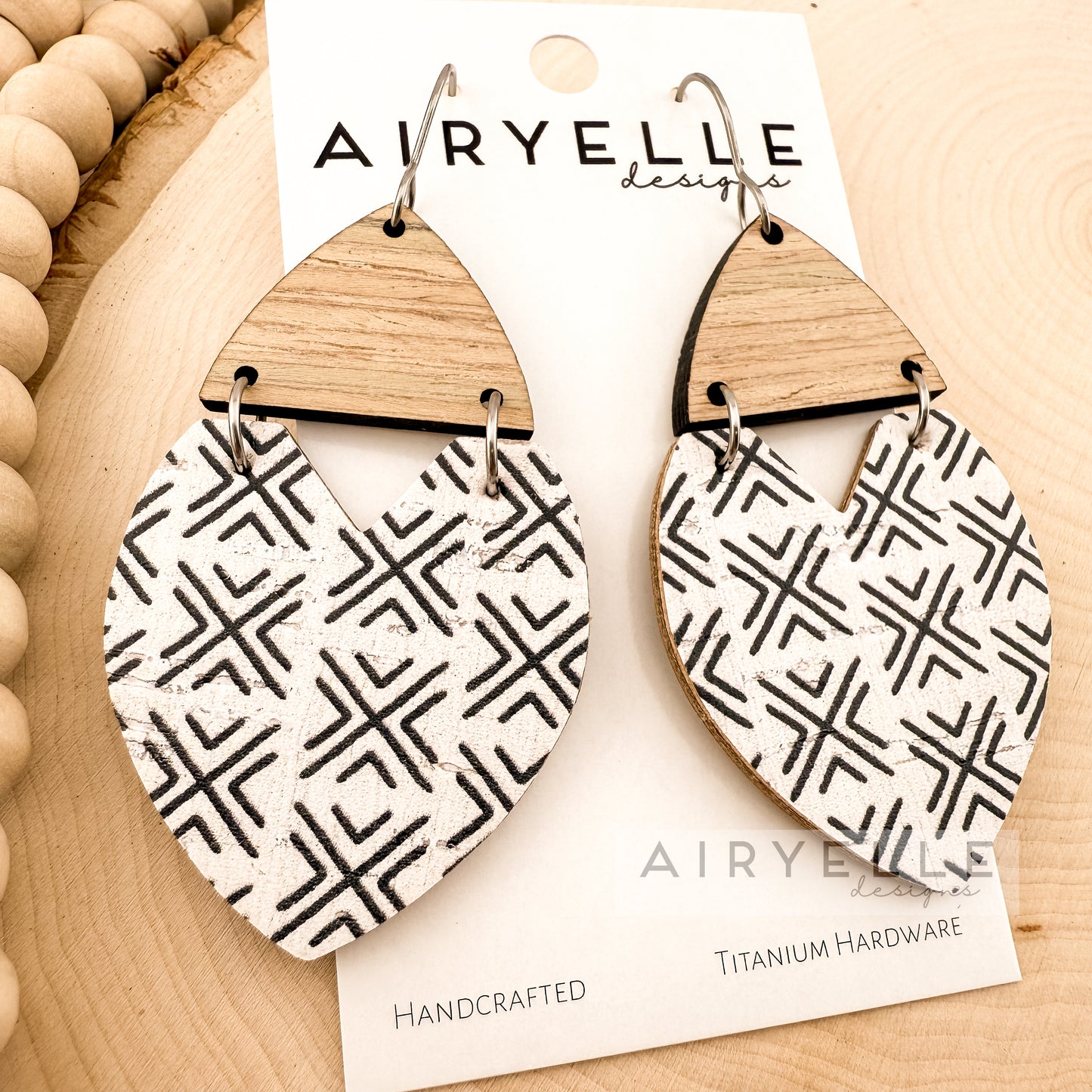 Tribal Crossroads Triangle Cork + Leather Earrings - Titanium for Sensitive Ears
