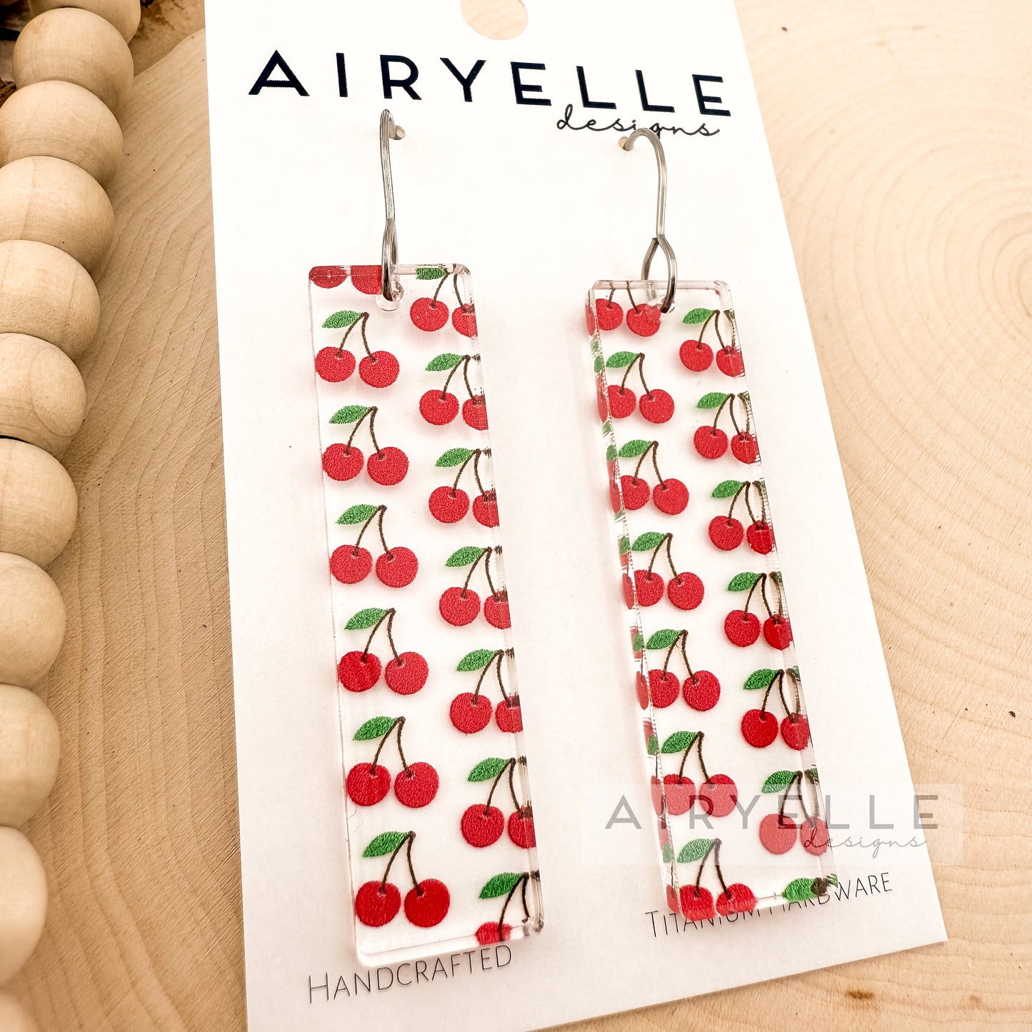Cherry Clear Acrylic Bar Earrings