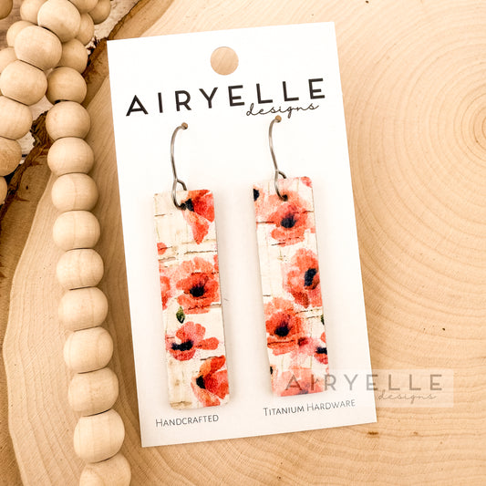 Little Poppies Cork + Leather Bar Earrings