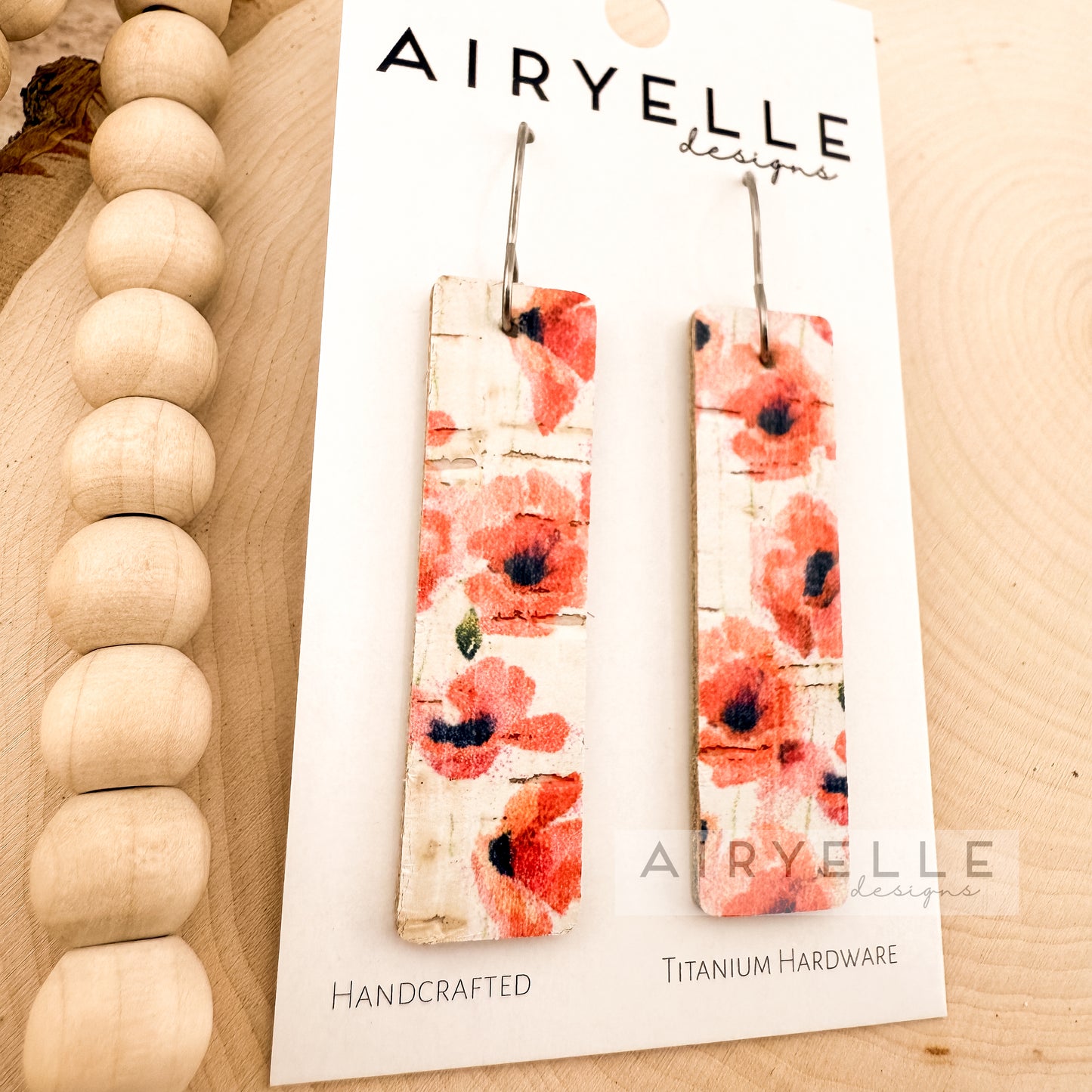 Little Poppies Cork + Leather Bar Earrings