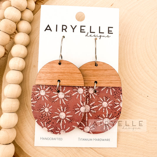 Desert Sun Cork Leather + Wood Scoop Earrings