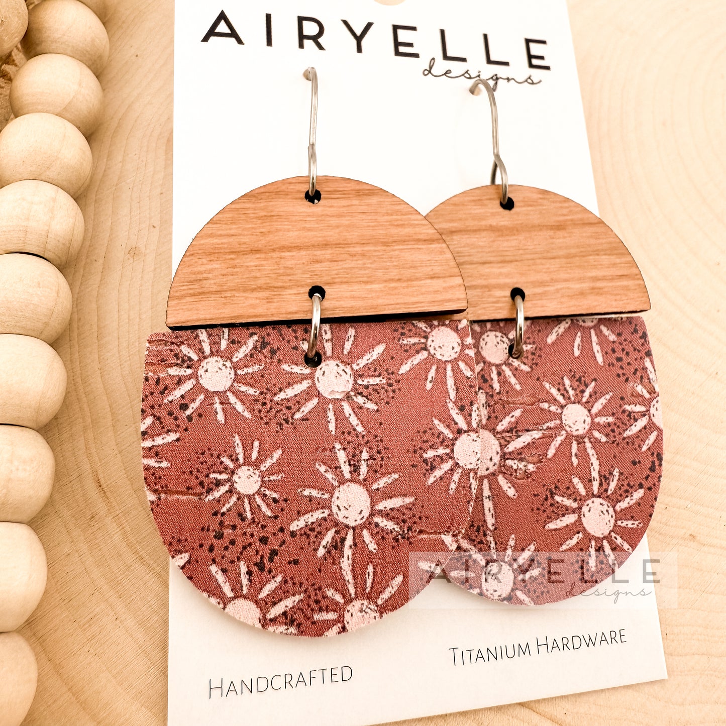 Desert Sun Cork Leather + Wood Scoop Earrings