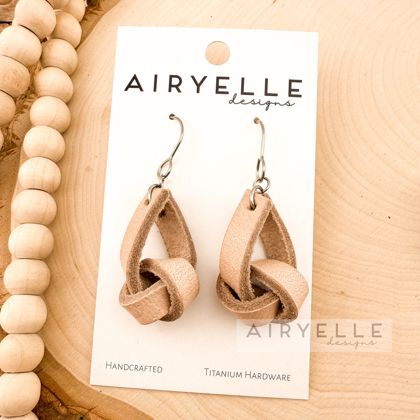 Cowhide Leather Knot Dangle Earrings