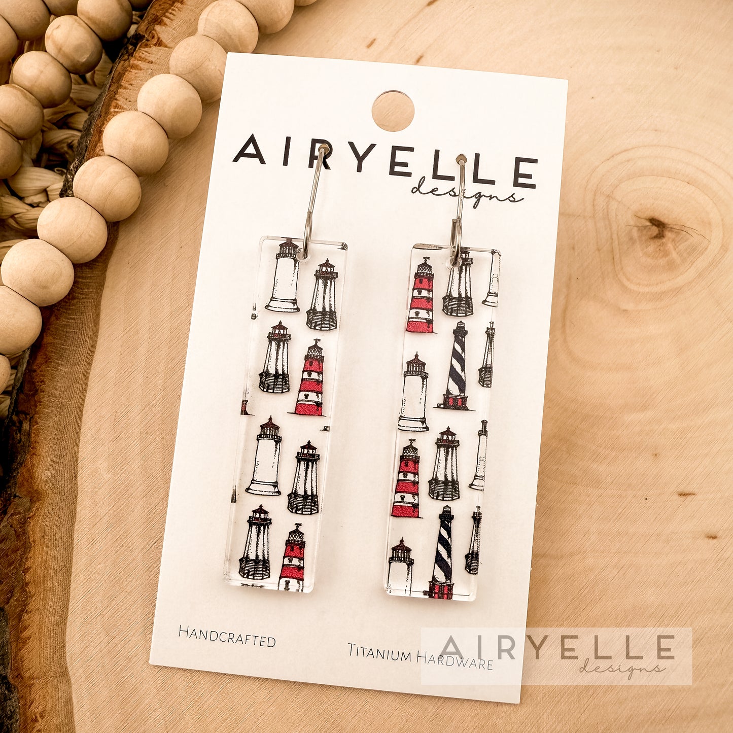 Lighthouse Clear Acrylic Bar Earrings