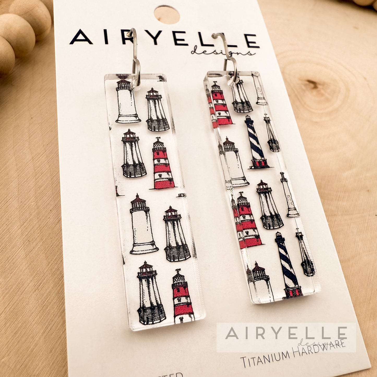 Lighthouse Clear Acrylic Bar Earrings