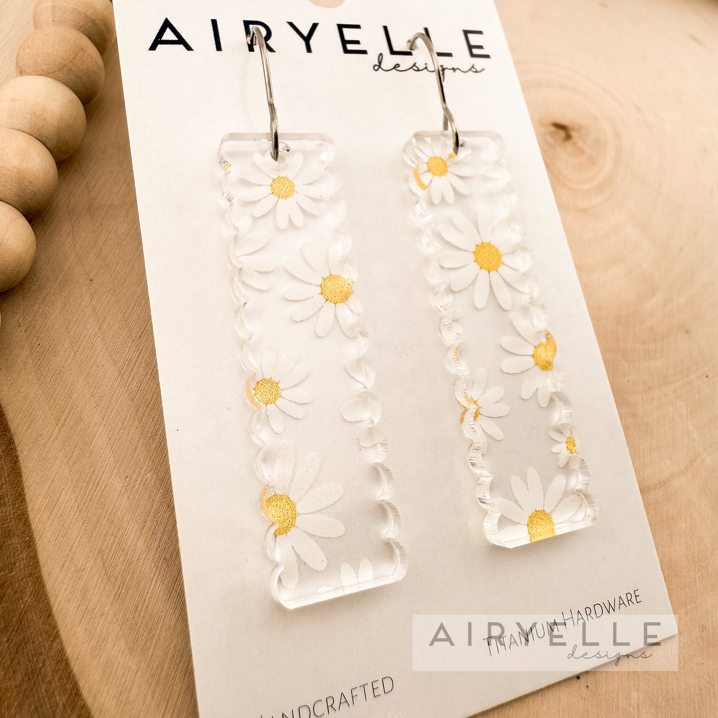 Daisy Clear Acrylic Bar Earrings