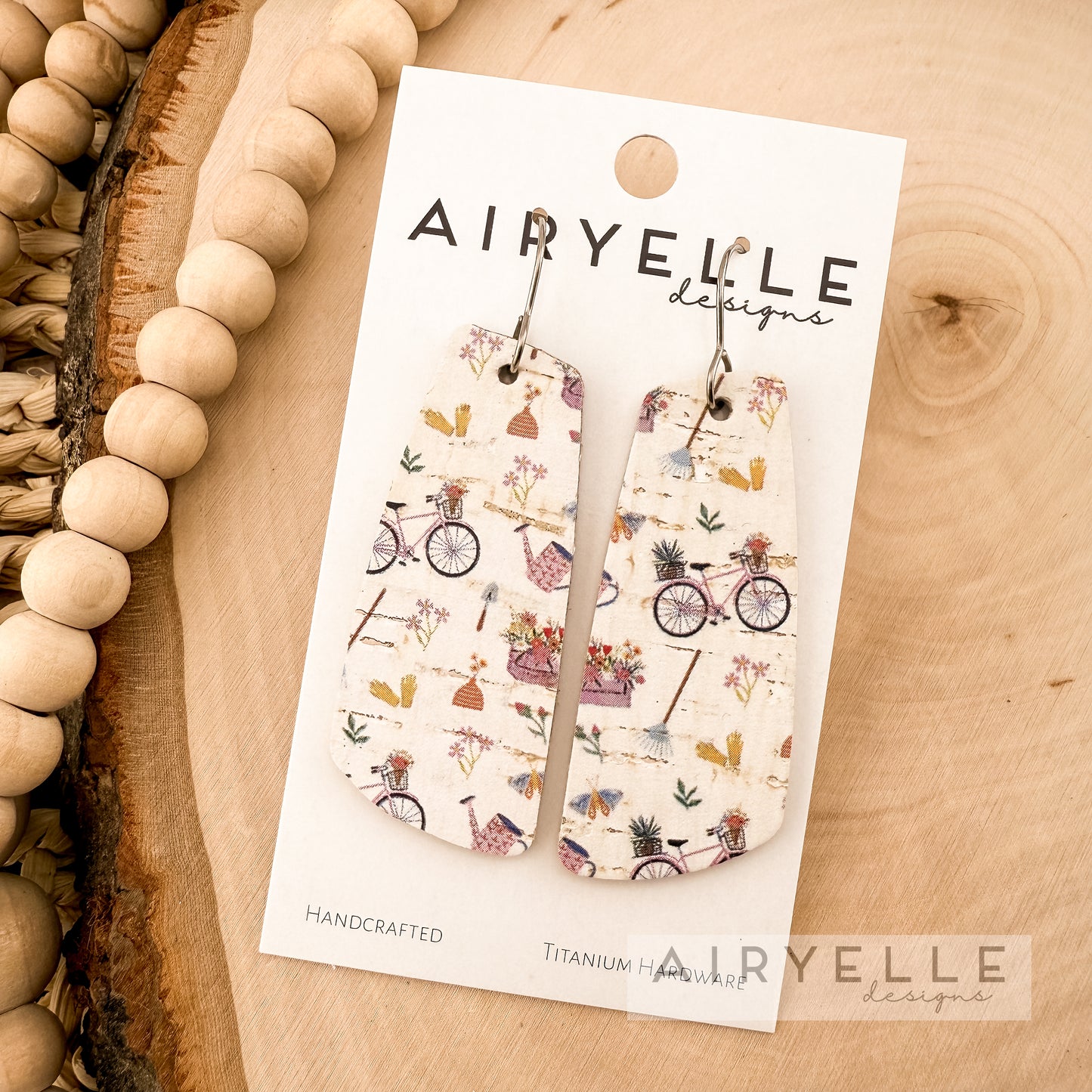 Spring Activities Cork + Leather Angled Bar Earrings
