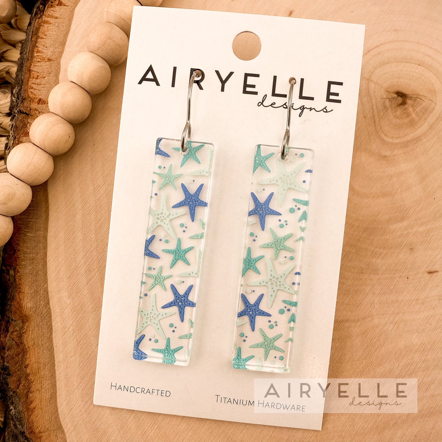 Starfish Clear Acrylic Bar Earrings