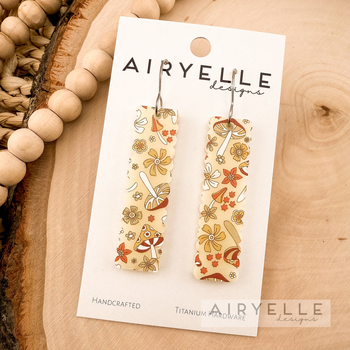 Retro Botanical Acrylic Bar Earrings