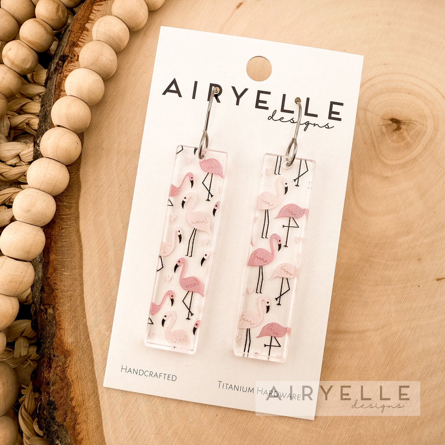 Flamingo Clear Acrylic Bar Earrings