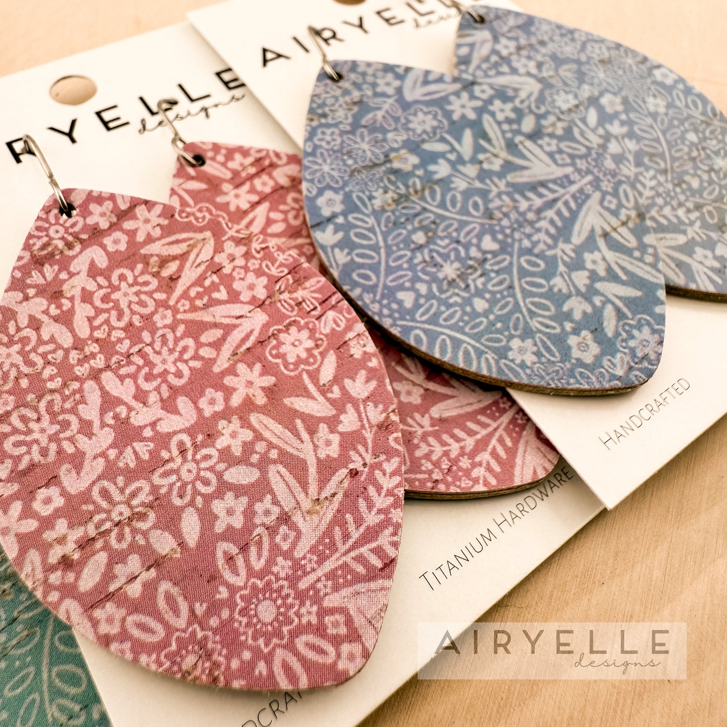 Blooming Tapestry Cork + Leather Wide Petal Earrings