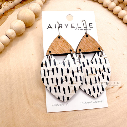 Boho Boardwalk Triangle Cork + Leather Wood Earrings