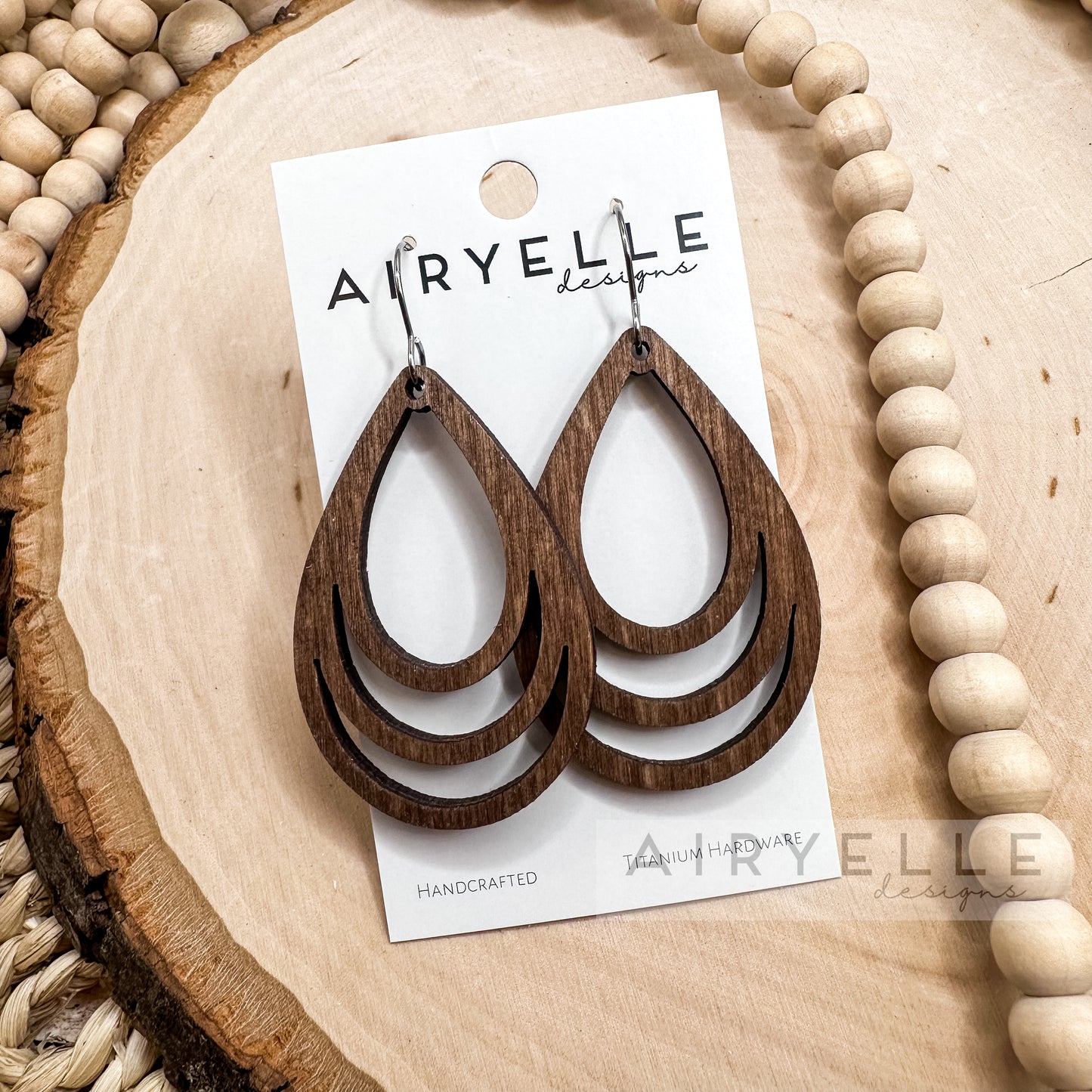 Cascade Teardrop Wood Earrings