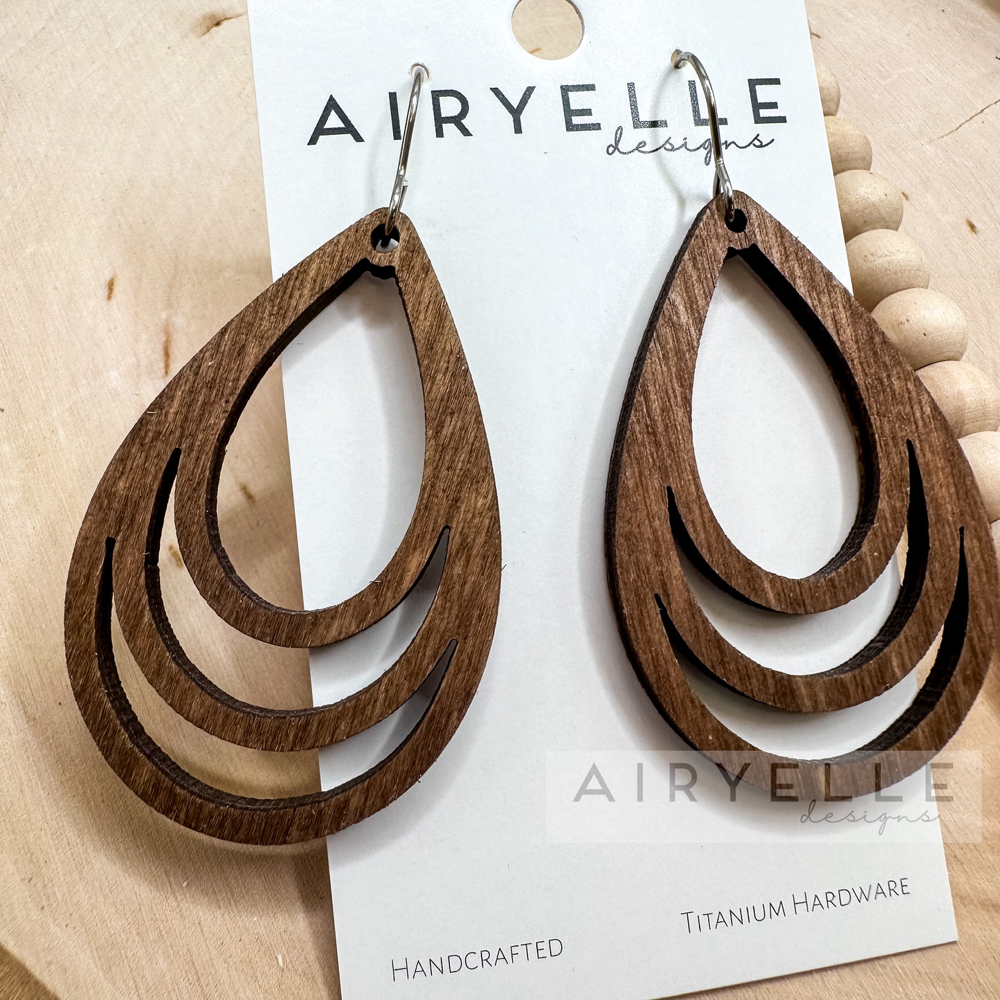 Cascade Teardrop Wood Earrings