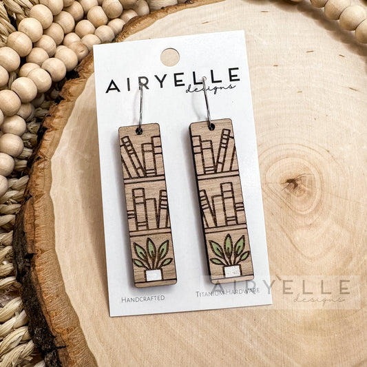 Books + Plant Minimalist Wood Bar Earrings