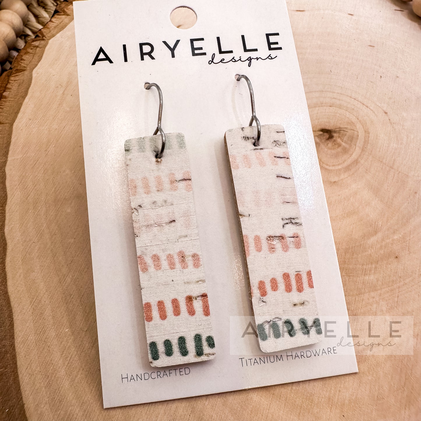 Boho Minimalist Ombre Dash Cork + Leather Bar Earrings
