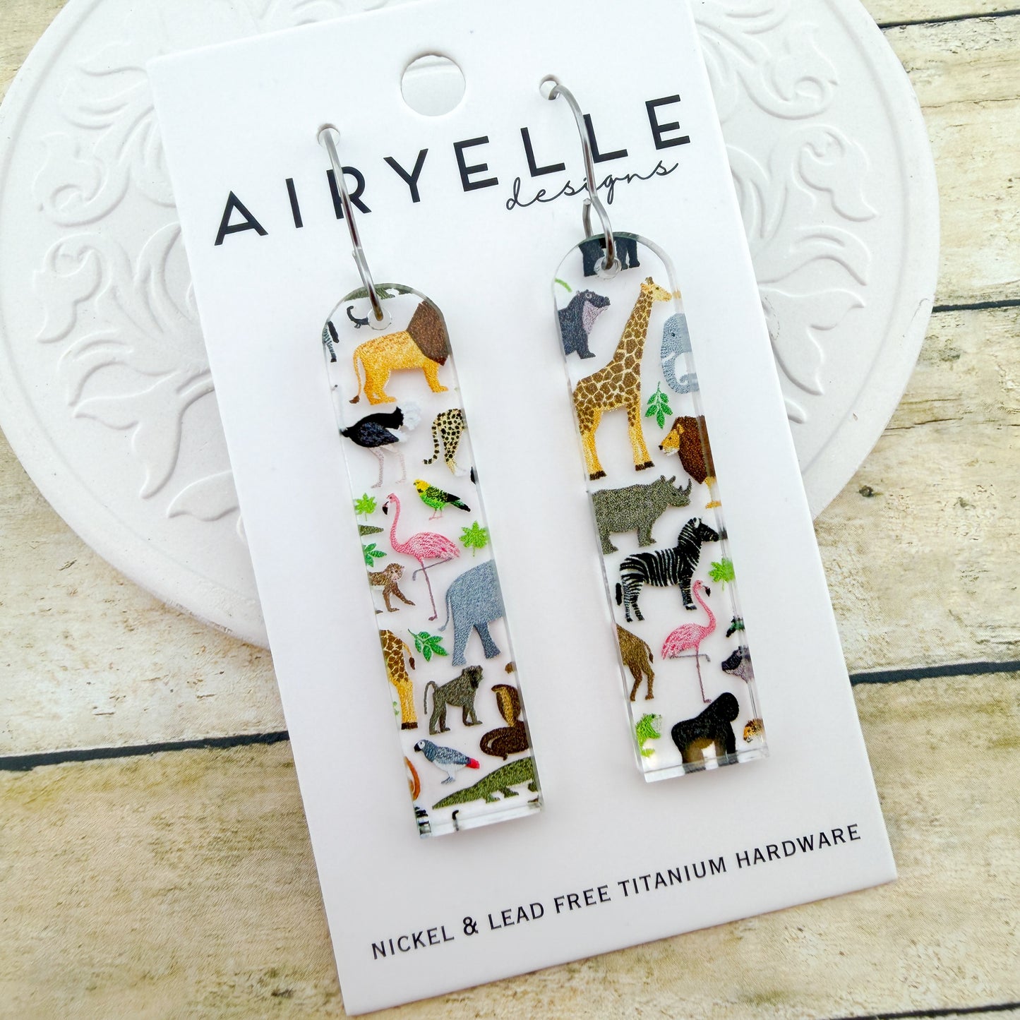 Zoo Trip Arch Bar Acrylic Earrings - Titanium for Sensitive Ears