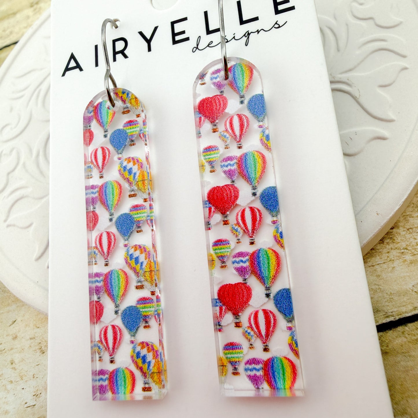 Hot Air Balloon Arch Bar Acrylic Earrings - Titanium for Sensitive Ears