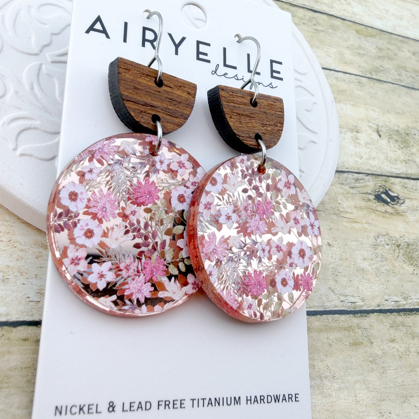 Rosalie Round Acrylic Earrings - Titanium for Sensitive Ears