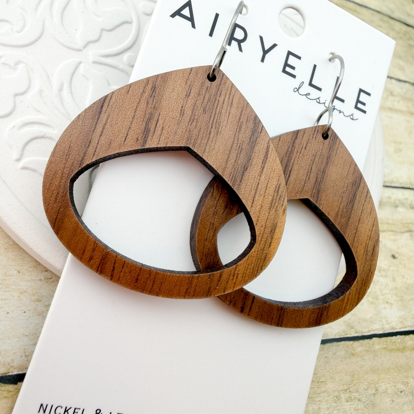 Contour Wooden Hoop Earrings - Titanium for Sensitive Ears