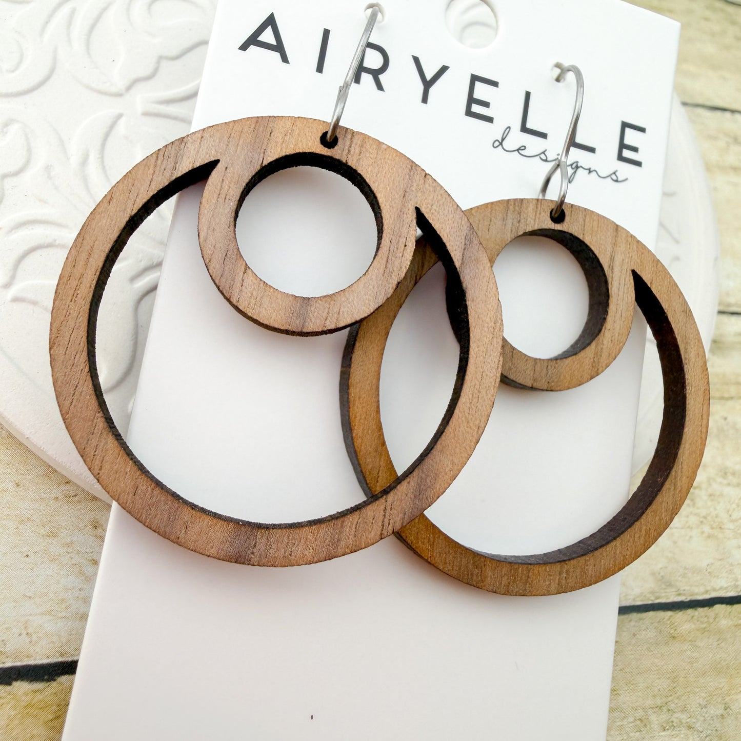 Orbit Wooden Hoop Earrings - Titanium for Sensitive Ears