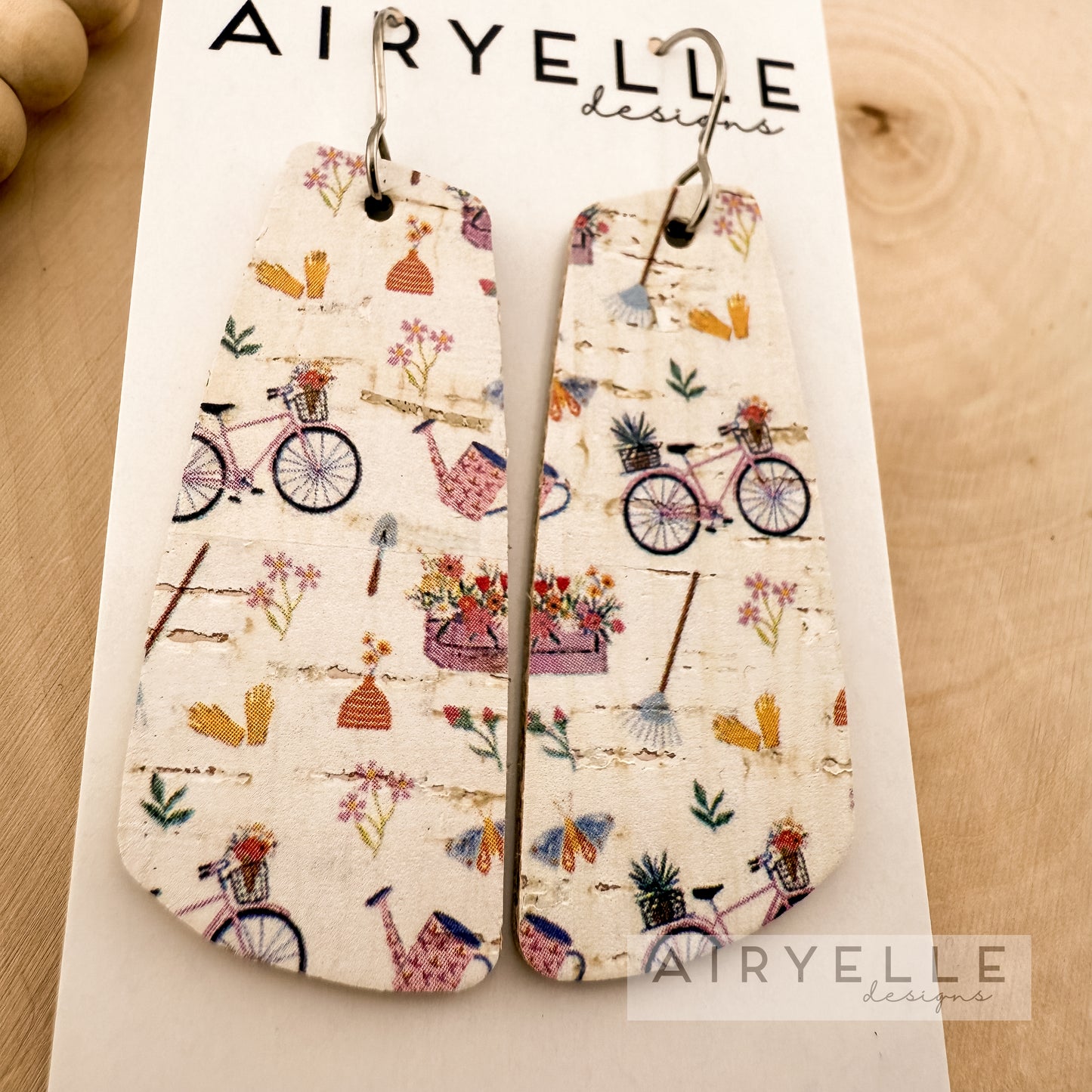 Spring Activities Cork + Leather Angled Bar Earrings