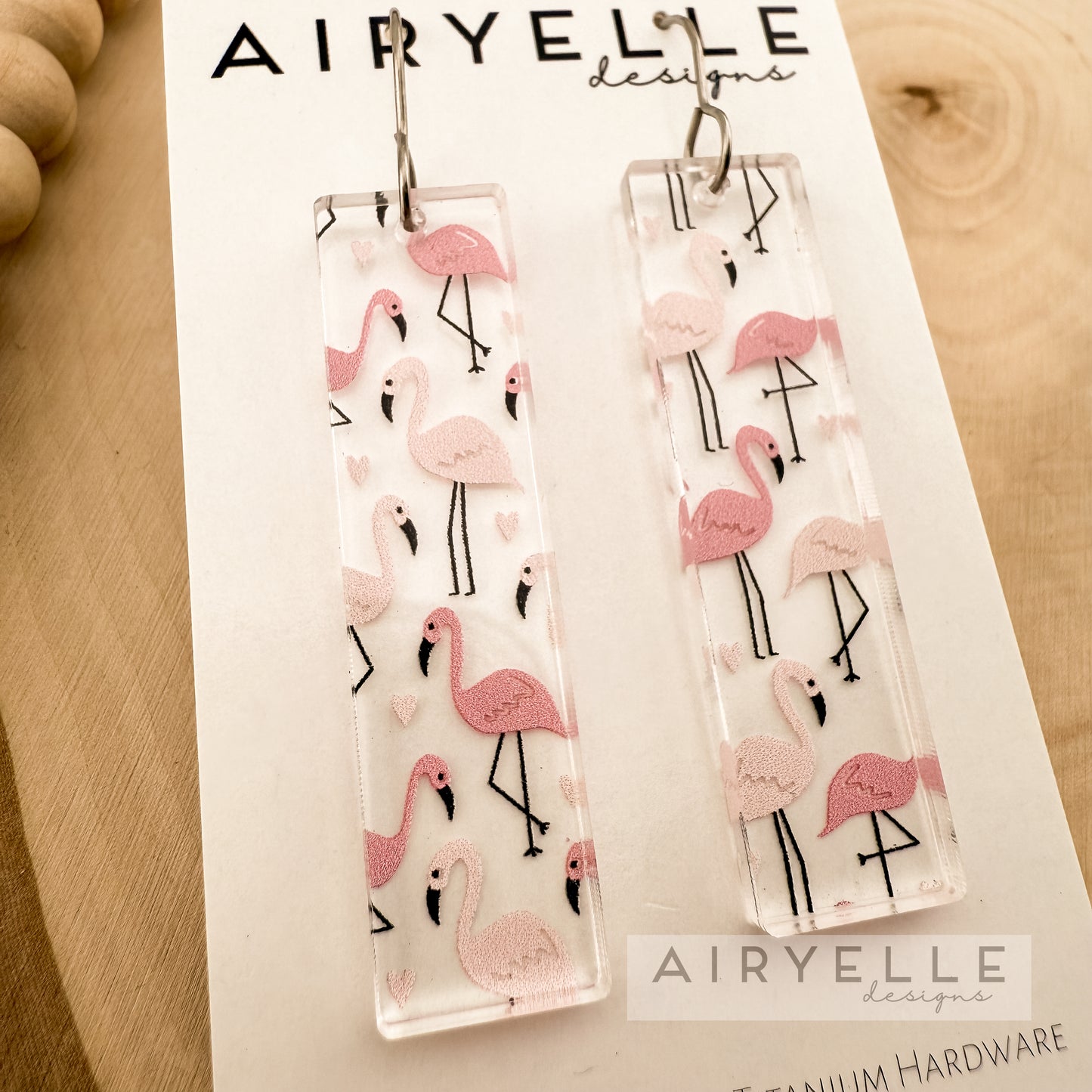 Flamingo Clear Acrylic Bar Earrings