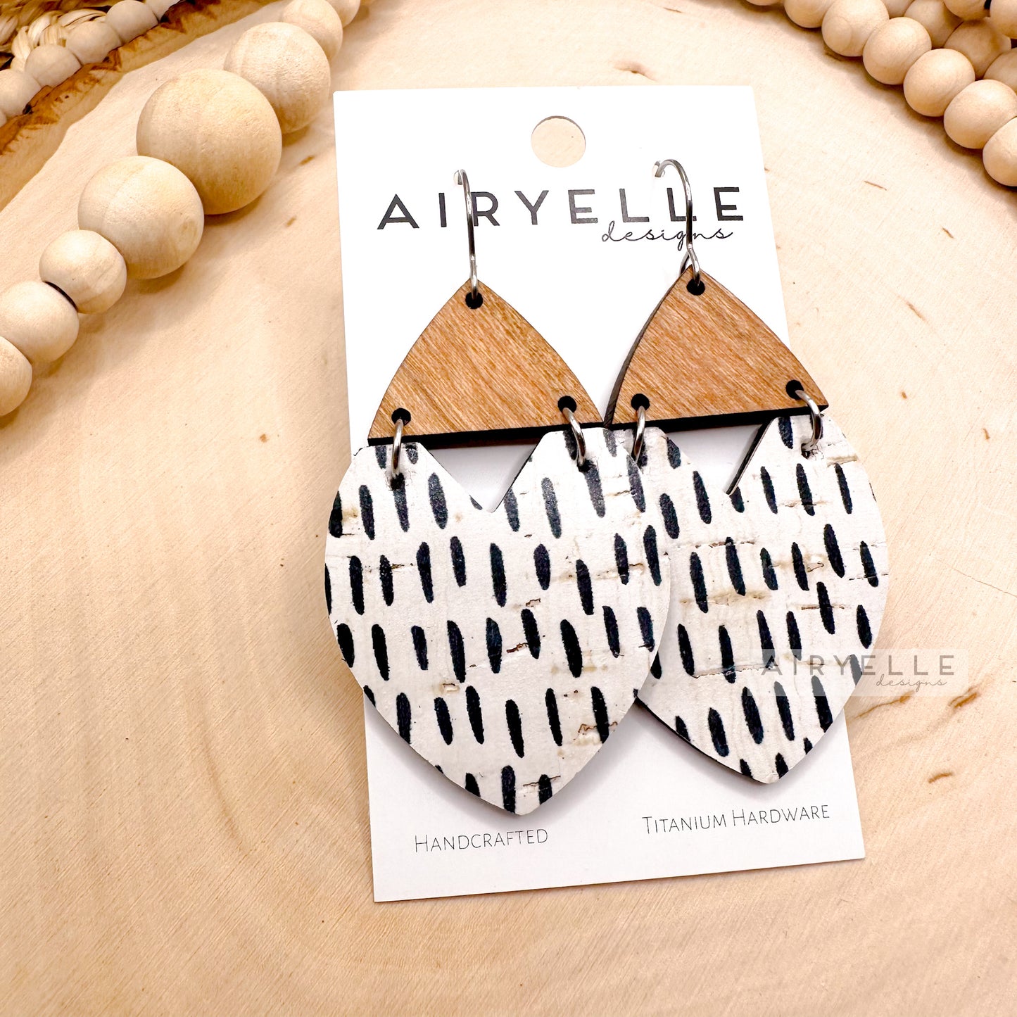 Boho Boardwalk Triangle Cork + Leather Wood Earrings