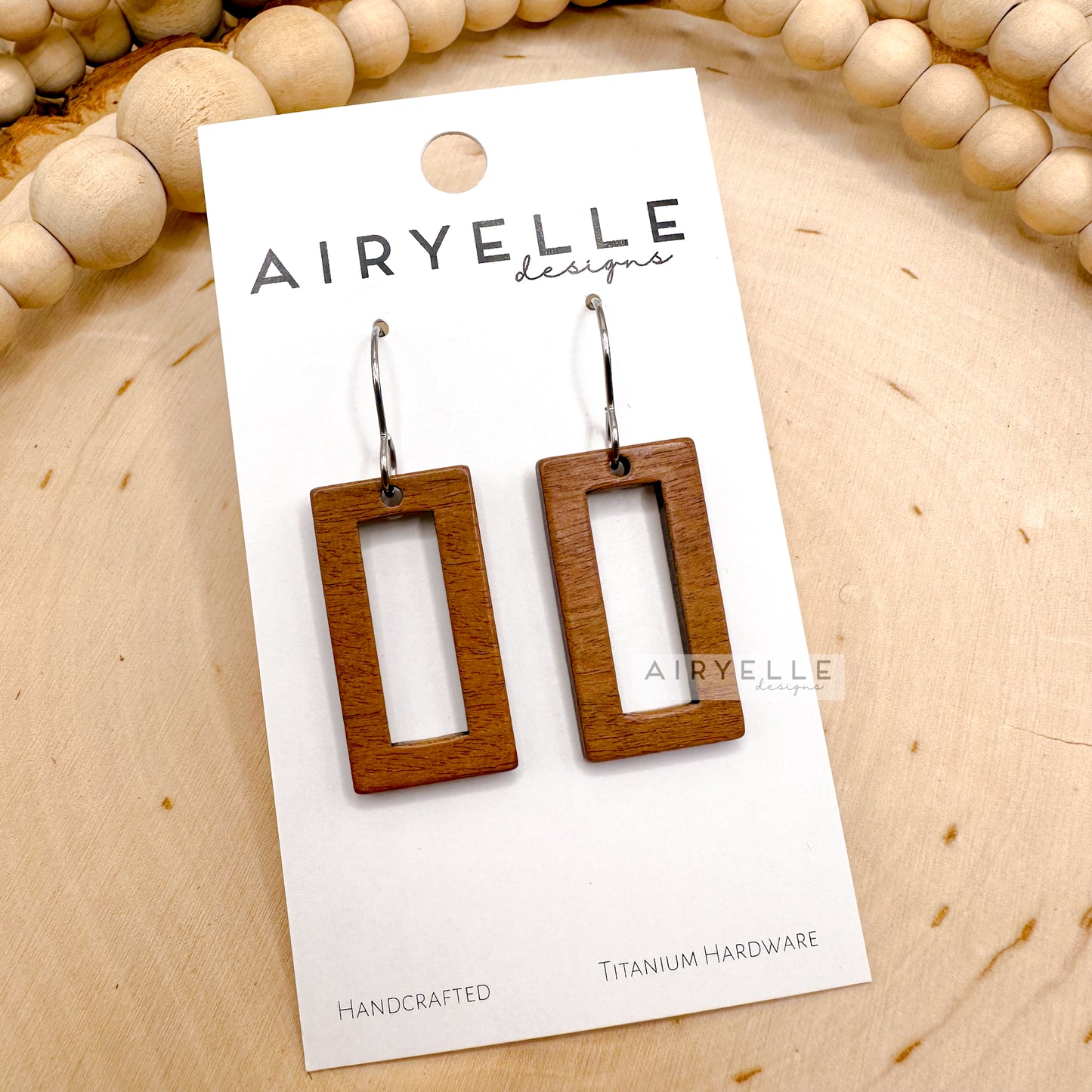 Minimalist Round-Edge Square Wood Hoop Earrings