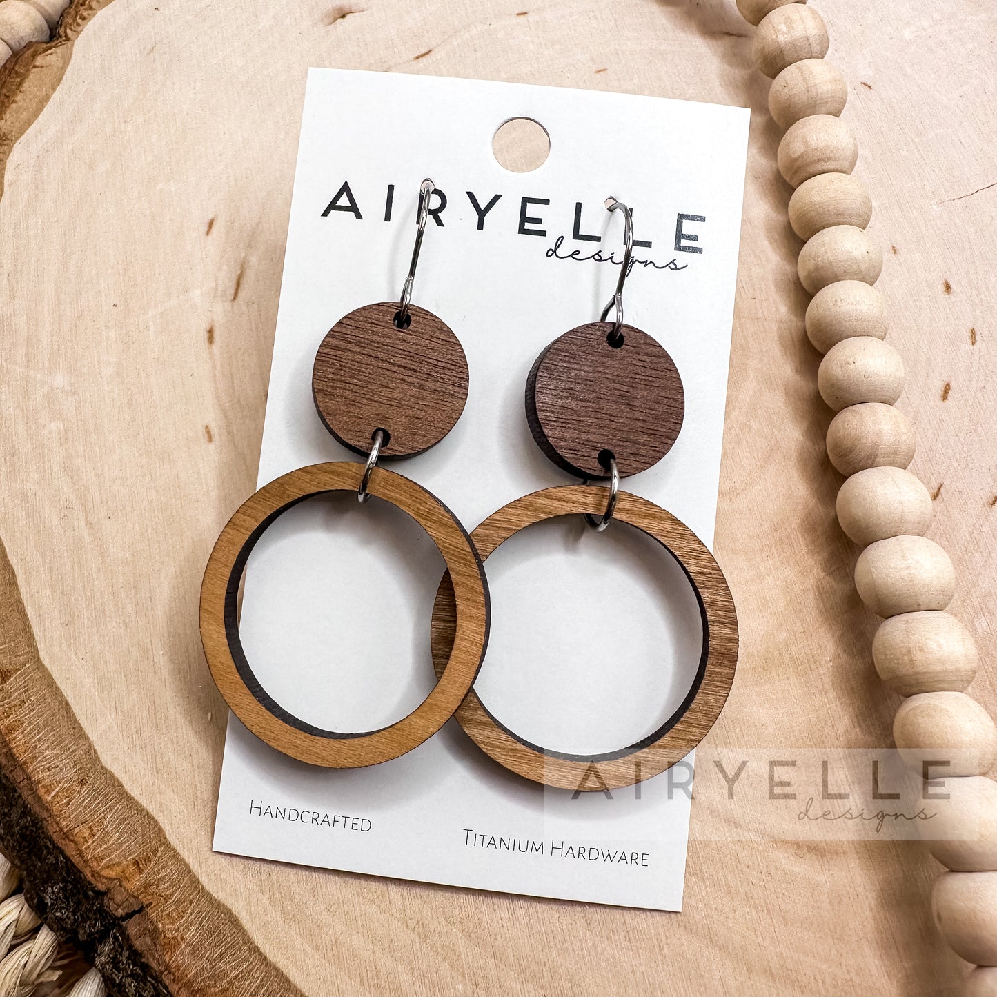 Round Cut Out Wood Hoop Earrings