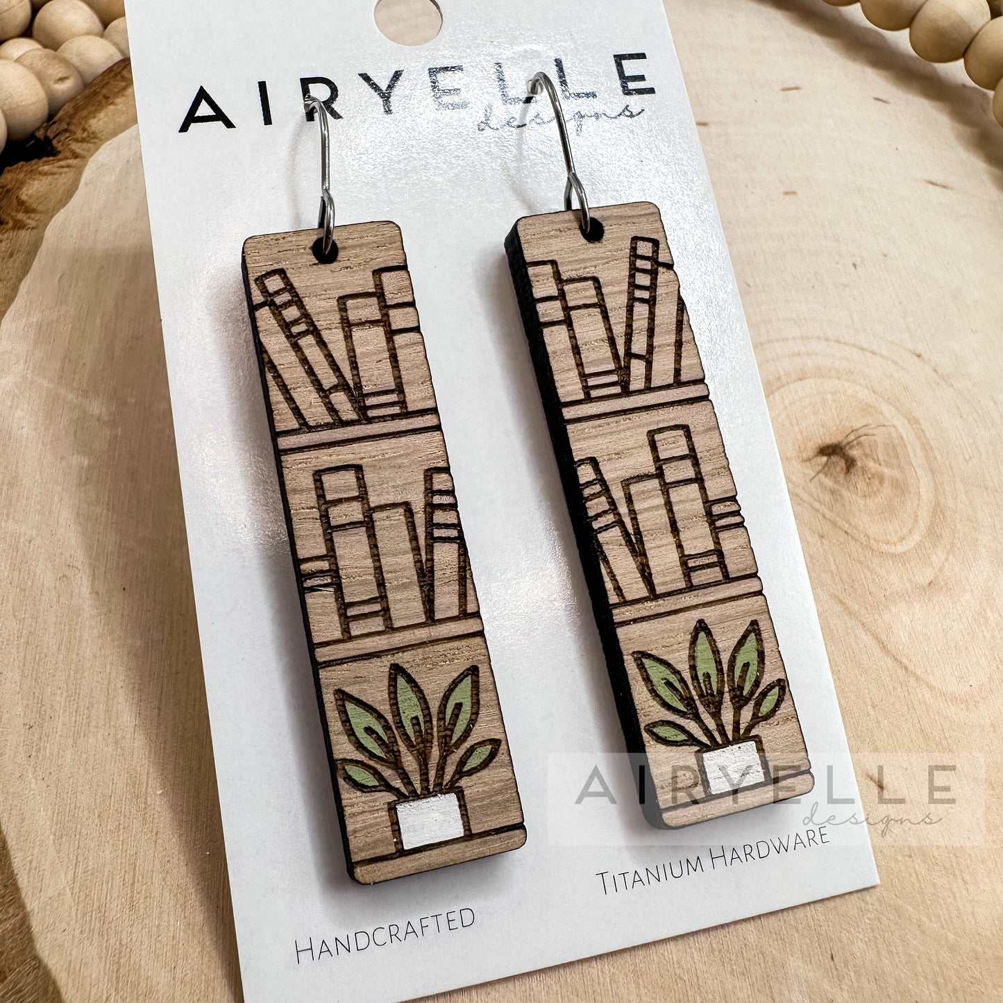 Books + Plant Minimalist Wood Bar Earrings