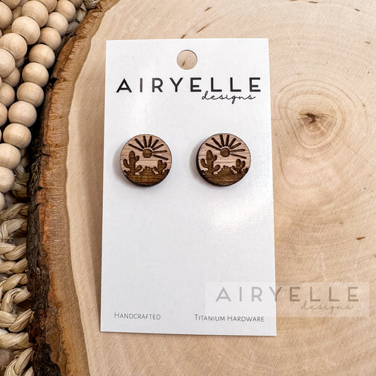 Desert Days White Oak Wood Stud Earrings