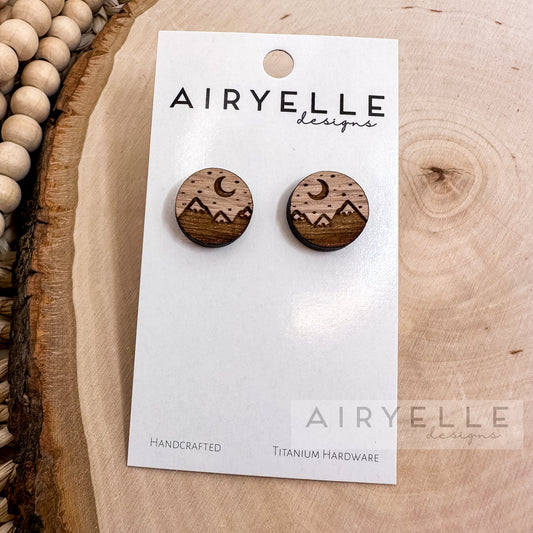 Mountain Dreams White Oak Wood Stud Earrings