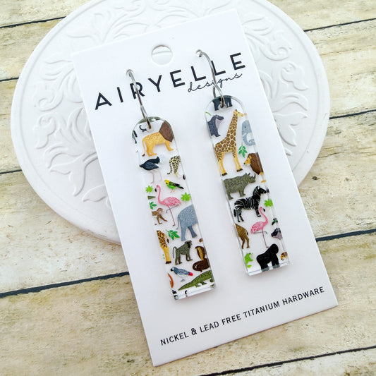 Zoo Trip Arch Bar Acrylic Earrings - Titanium for Sensitive Ears