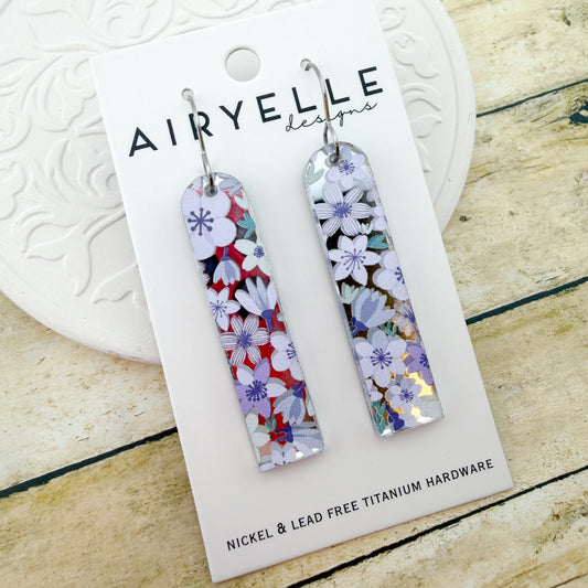 Lilac Dreams Bar Acrylic Earrings - Titanium for Sensitive Ears