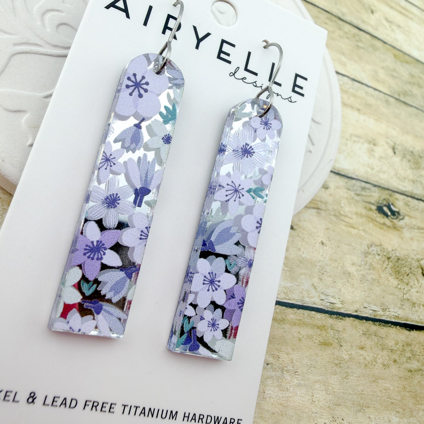 Lilac Dreams Bar Acrylic Earrings - Titanium for Sensitive Ears