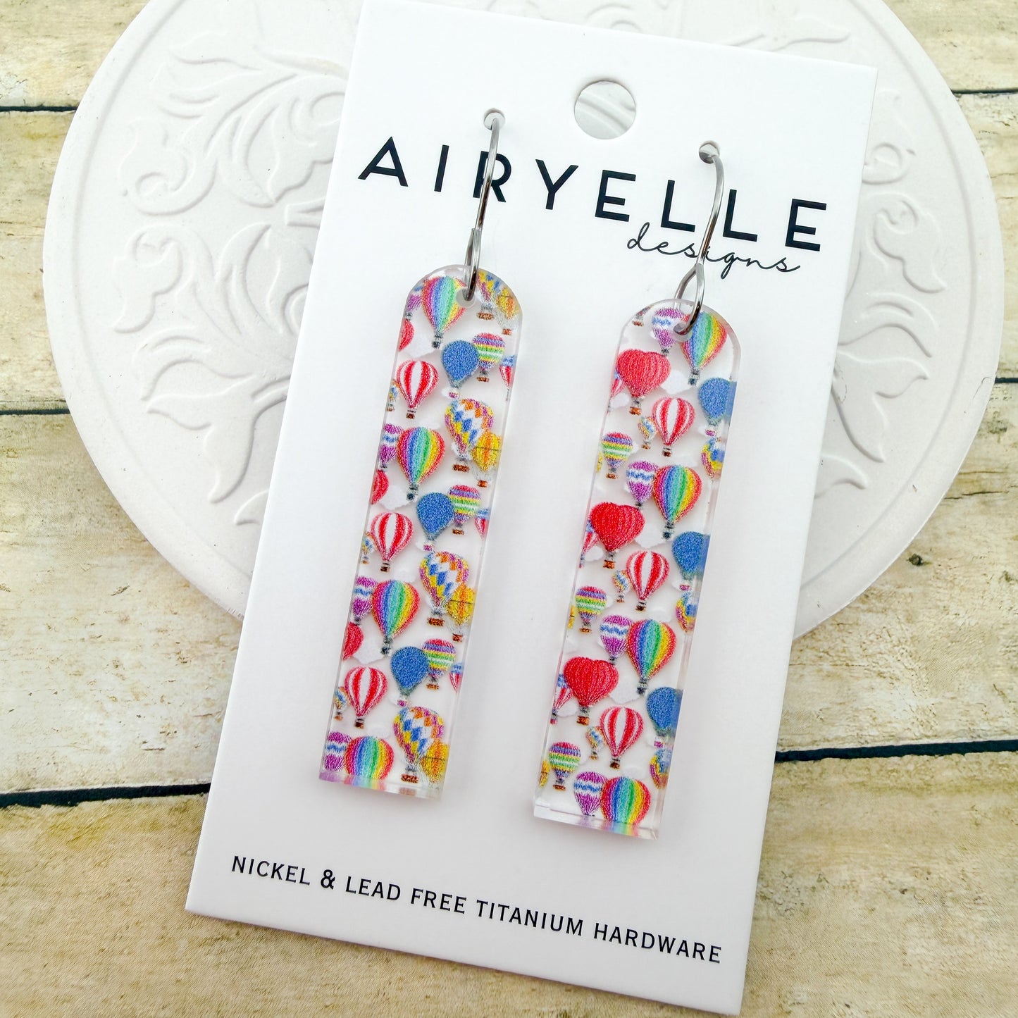 Hot Air Balloon Arch Bar Acrylic Earrings - Titanium for Sensitive Ears