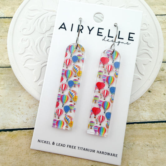 Hot Air Balloon Arch Bar Acrylic Earrings - Titanium for Sensitive Ears