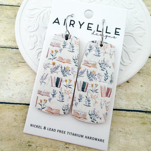 Cottage Reader Cork + Leather Boxy Bar Earrings - Titanium for Sensitive Ears