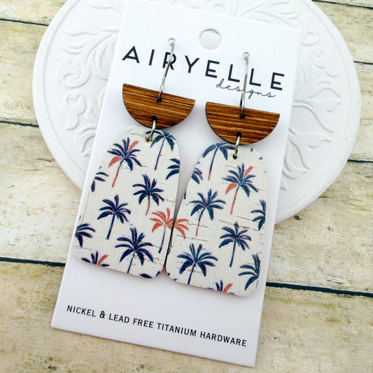Palm Haven Cork + Leather Earrings - Titanium for Sensitive Ears