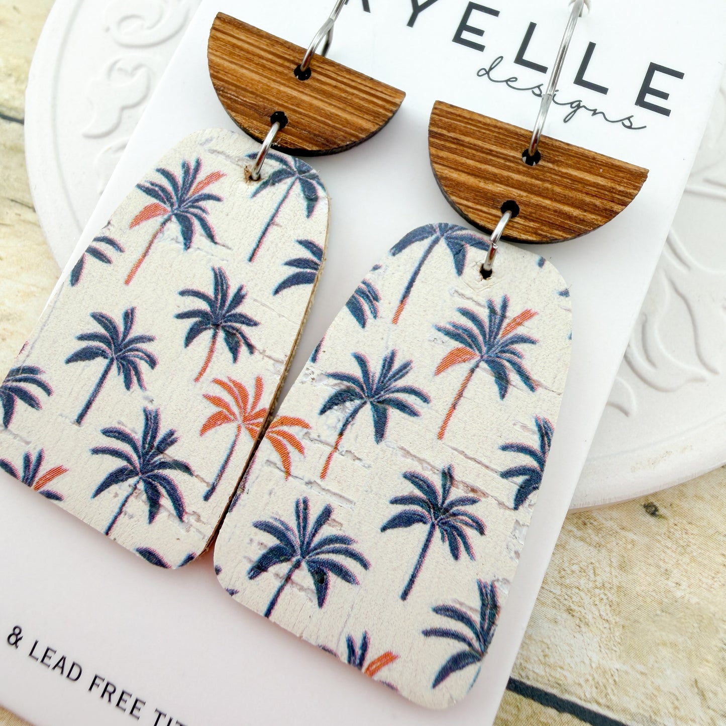 Palm Haven Cork + Leather Earrings - Titanium for Sensitive Ears
