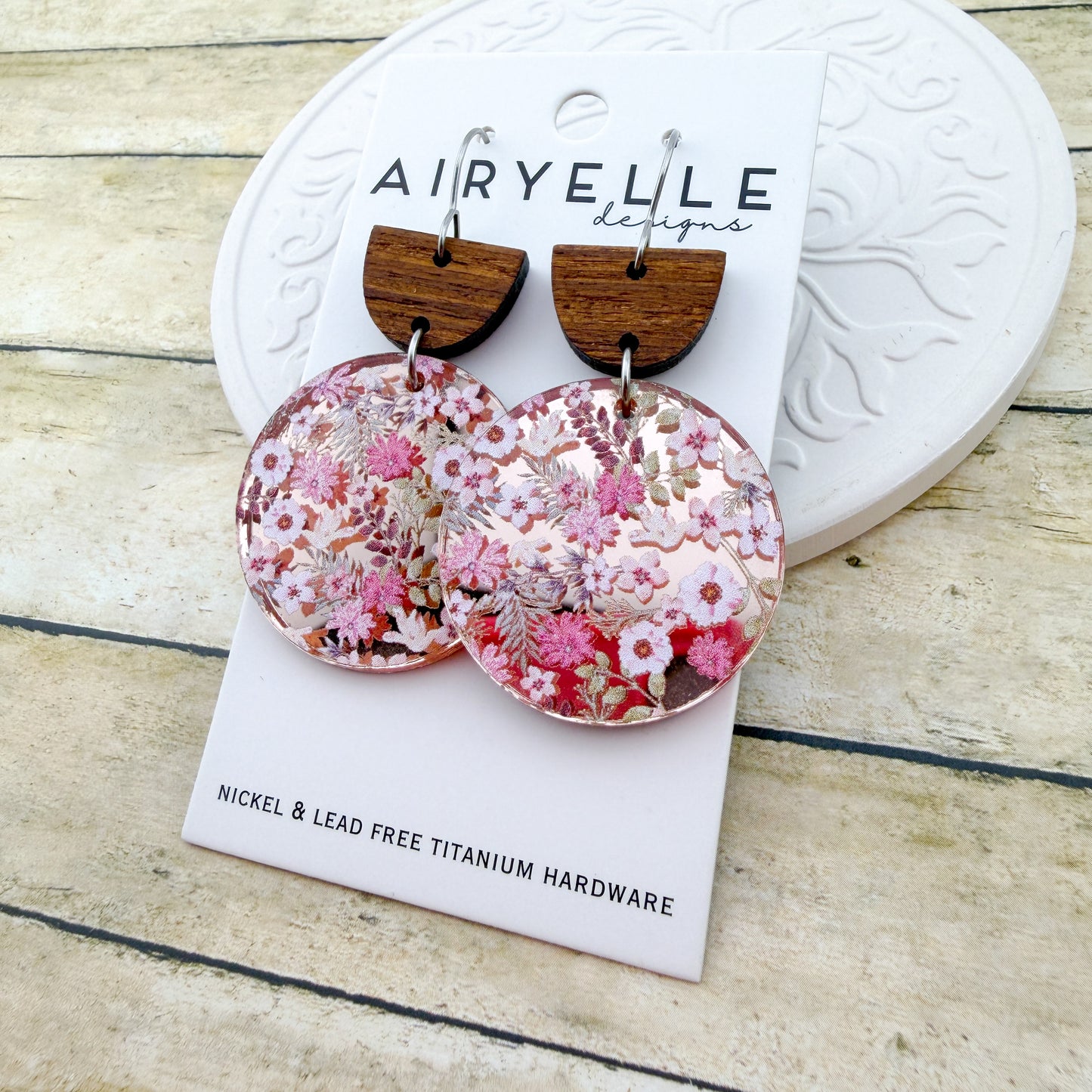 Rosalie Round Acrylic Earrings - Titanium for Sensitive Ears