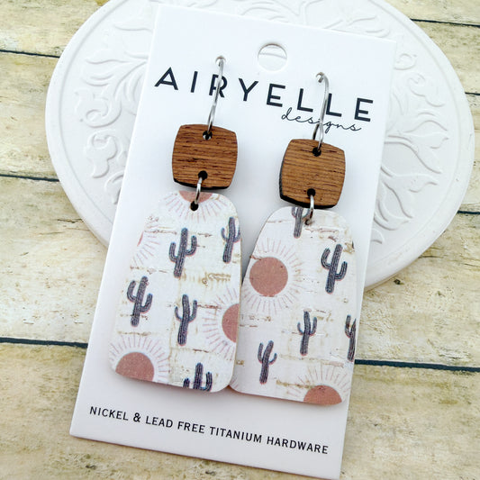 Southwest Desert Cork + Leather Earrings - Titanium for Sensitive Ears