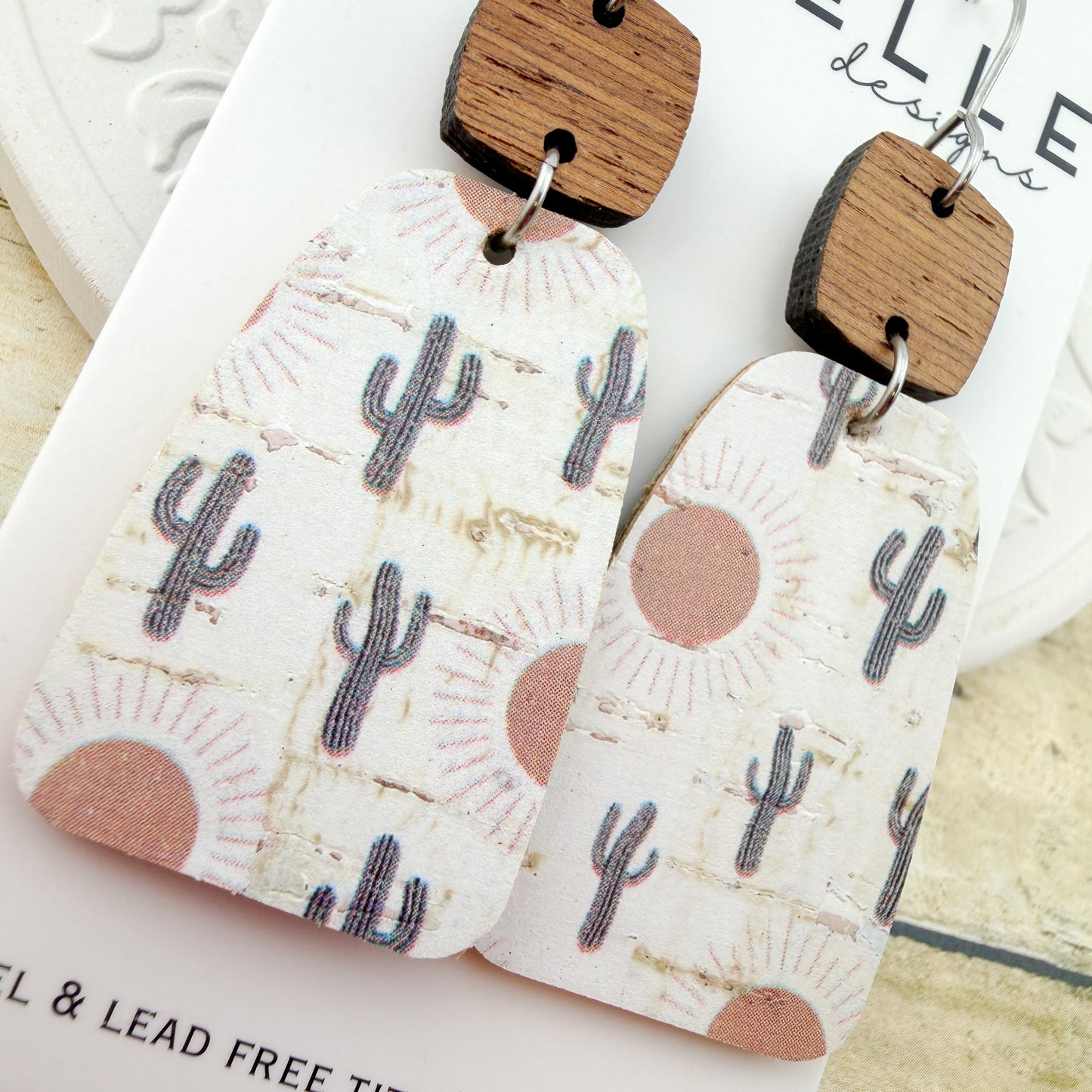 Southwest Desert Cork + Leather Earrings - Titanium for Sensitive Ears