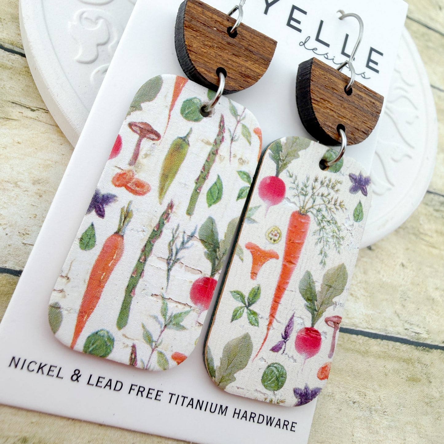 Garden Harvest Cork + Leather Earrings - Titanium for Sensitive Ears