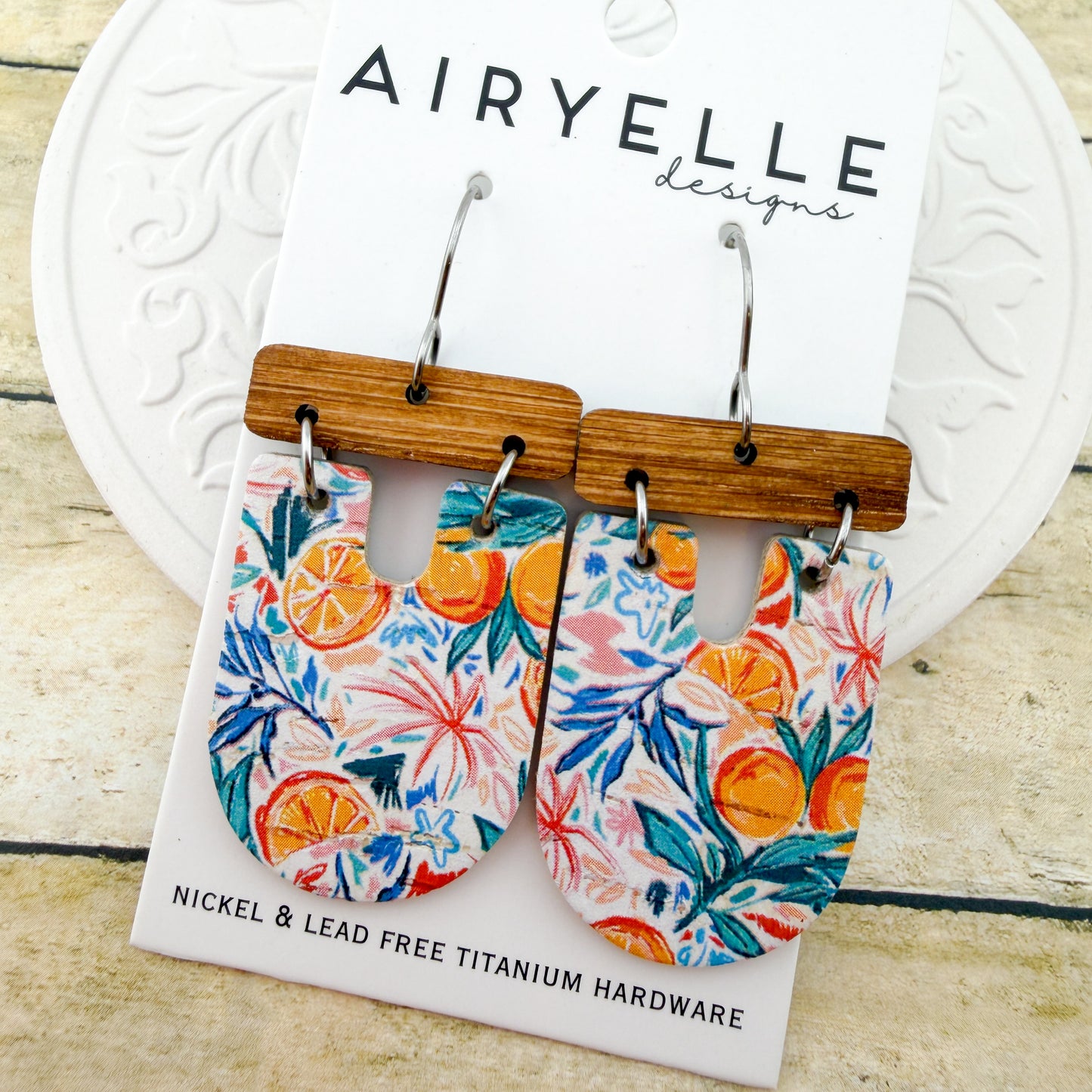 Sunny Cabana Cork + Leather Scoop Earrings - Titanium for Sensitive Ears