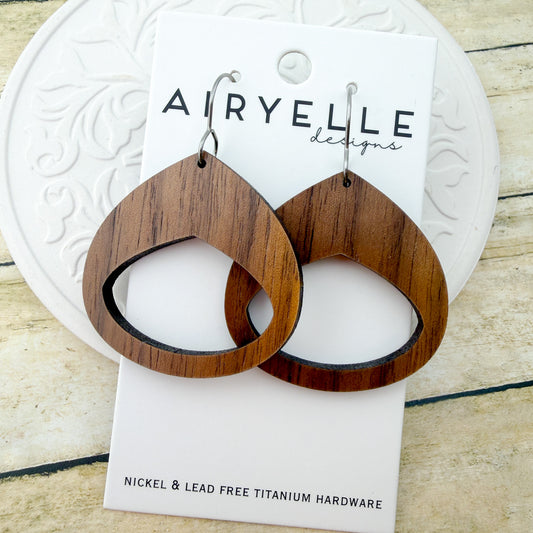 Contour Wooden Hoop Earrings - Titanium for Sensitive Ears