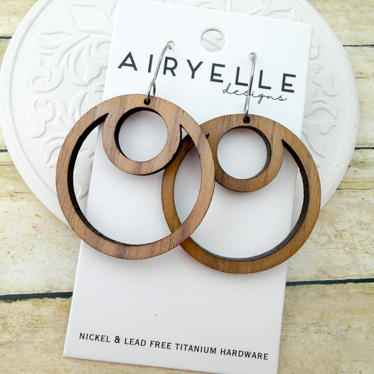 Orbit Wooden Hoop Earrings - Titanium for Sensitive Ears